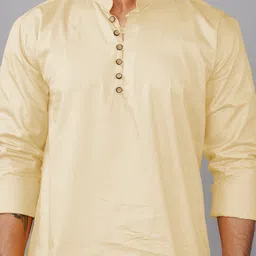 tap in Men Solid Cotton Blend Straight Kurta image 4