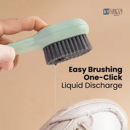HANDZY Flexible and Soft Bristles Push-Type Automatic Liquid Discharge 2 Pc Cleaning Brush image 4
