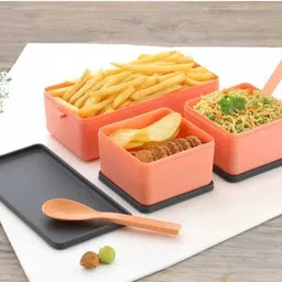 riddhimobile Lunch_Box Orange 3 Containers Lunch Box image 4