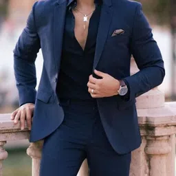 trulyfeb Men Single Breasted Solid Suit-picture-11