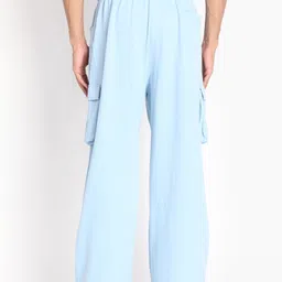 chkokko Men Solid Blue Track Pants image 2