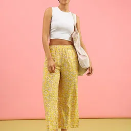 limeroad Women Regular Fit Yellow Viscose Rayon Trousers image 5