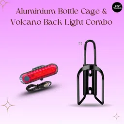 fcc racing Bicycle Aluminium Bottle Cage and Volcano Back Light Combo Waterproof LED Rear Break Light image 2