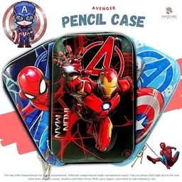 tiny tales 3D Cover Eva Iron Man Theme Pencil Case Avenger Pouch Art Canvas Pencil Box image 4