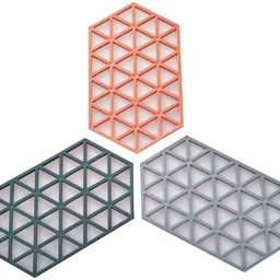 hiroxa Silicone Trivets Mat Set of 3 - Heat Resistant, Non-Slip, Dishwasher Safe Pads Solid Trivet-picture-10
