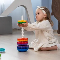 countrylink Rainbow Spin Tower Stacking Toy, Educational Activity Toy image 3