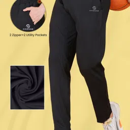 drizone Men Solid Black Track Pants image 1