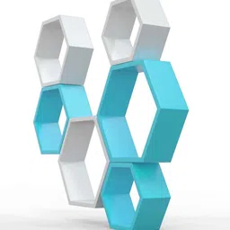 muren Hexagonal Floating Set Of 6 Aqua Engineered Wood Wall Shelf image 3
