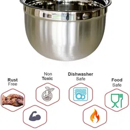 acero inox Stainless Steel Mixing Bowl Karfe High-Quality Stainless-Steel Cooking Bowl Serving Bowl for Kitchen 3 Litre Disposable image 4