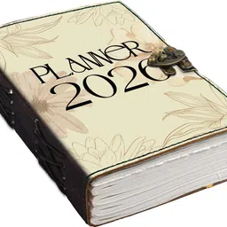 di-kraft New year 2026 designer leather journal with lock 5*7 inches 200 pages x-014 A5 Diary unruled 200 Pages image 4