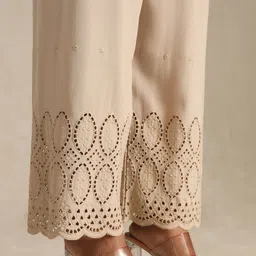 soch Women Regular Fit Beige Viscose Rayon Trousers image 5