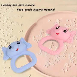 goodies outlet Soft Elephant Teething Toy (1pc), Silicone Teether for Babies , BPA-Free Teether image 5