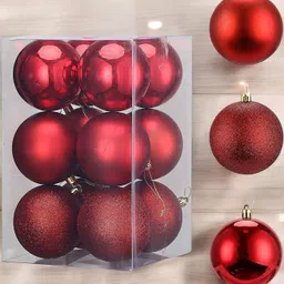 vital creation 12 PCS Red Christmas Balls Ornament, Decorative, Ornaments BaublesT30-XMAS Balls Pack of 1-picture-27
