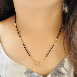 jhb Diamond Pendant Black Bead Short Mangalsutra For Women Alloy, Brass, Stone Mangalsutra-picture-21