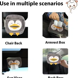 taudi Car Seat Organizer with Animal Face Car Tissue Paper Storage Box and Holder Vehicle Tissue Dispenser image 4