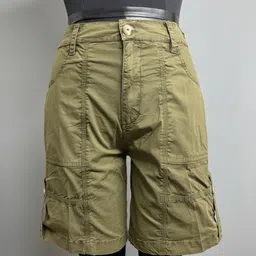 nuevosdamas Solid Women Green Denim Shorts-picture-24