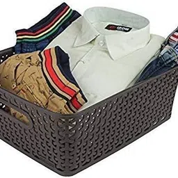 lucanus Plastic 3 Pieces Medium Size Multipurpose Solitaire Storage Basket with Lid Storage Basket image 5