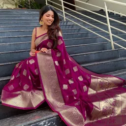 mj trendz Unstitched Jacquard Blouse Material Printed image 5