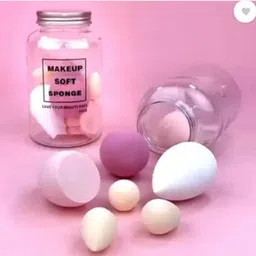 Soft 7in1 Makeup Perfecting Sponge Puff Beauty Blender with Plastic Jar-image-1