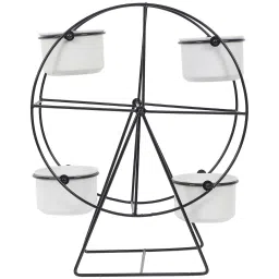 amaya decors Revolving Wheel Black & White Planter Stand image 2