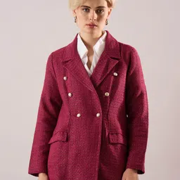 sassafras Women Self Design Single Breasted Casual Blazer image 3