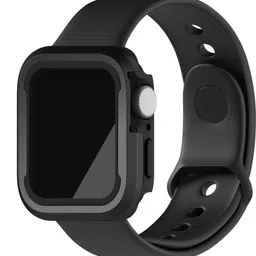 DailyObjects Black Tough Fit Apple Watch Series Case (45mm) 4.84 mm Silicone Watch Strap image 5