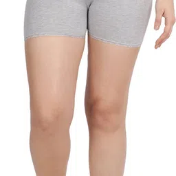 Solid Women Grey High Waist Shorts-image-4