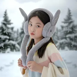 empoison White Moving Ears Air Pump Earmuff for Girls/Women Winter Cute Furr Design Ear Muff image 4