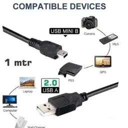TECHGEAR Power Sharing Cable 1 m USb 2.0 A to 5 Pin Mini USB type B Charging Cable Data image 4