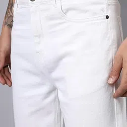 dj style Men Slim Mid Rise White Jeans image 4