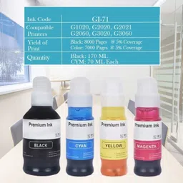 tequo GI71 Refill Ink for Canon Pixma G2020,2021,2060,2730,3020,3021,4770,3770 Printer Black + Tri Color Combo Pack Ink Toner image 2