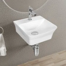 syon VIVA Ceramic Wall Mount & Table Top Basin for Bathroom & Living (13.3"x13.3") SYON072 Wall Hung Basin-picture-14