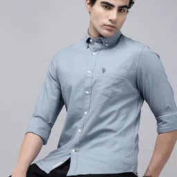 u.s. polo assn. Men Tailored Fit Solid Cut Away Collar Casual Shirt image 1