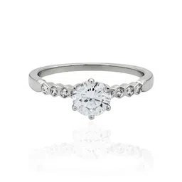 silphony Solitaire CZ Prong Silver Ring Silver Cubic Zirconia Silver Plated Ring-picture-33