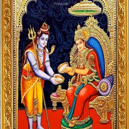 aartkala Shiva & Maa Annapurna Devi Religious Photo Frame 6*8 inch Canvas 8 inch x 6 inch Painting-picture-13