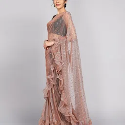 saaki fashion Geometric Print Bollywood Chiffon Saree image 2