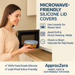 approxzero Multipurpose Reusable Silicone Food Covers (6 Pcs) 8 inch Lid Set, Pack of 6 image 4