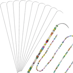 beadsnfashion 2 Pcs Stainless Steel Ulta Long Curved Beading Needles 3.5 Inch for Embroidery Beading Purpose-picture-18