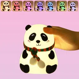 Flexible Silicone Cute Panda Night Lamp for Toddler with House Night Lamp-image-2