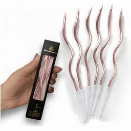 womaniyaa Metallic Rose Gold Spiral Birthday Candles for Cake Decoration |Smokeless Candle-picture-47
