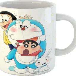 divine handicraft Doraemon Nobita Cartoon Printed Ceramic Coffee 11oz Multicolor Birthday Gift for Kid's,Boy's,Girl's Coffee,Tea,Milk 330ML White Coffee Ceramic Coffee Mug image 1