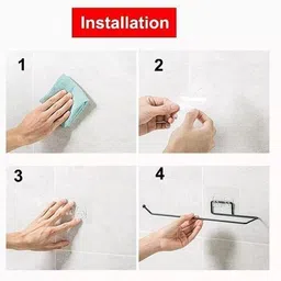 buyer choice Stainless Steel Tissue Hanger Wall Mount Towel Hanging Holder Magic Adhesive Pad Stainless Steel Toilet Paper Holder image 3