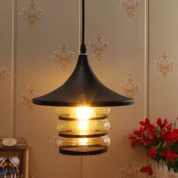 foziq Amora Black and Gold Metal Hanging Light image 1
