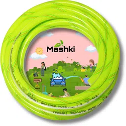 mashki 1/2 Inch (12.5mm) 15 Meter (50 Feet) PVC Braided Hose Pipe 3 Layered 50 Feet 3 Layered Braided Water Hose Pipe Hose Pipe-picture-24