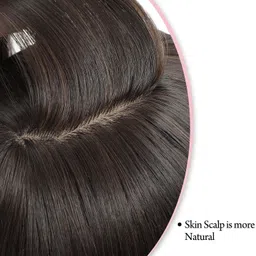 getvock Middle Partition for Women, 24-inch Brown Synthetic Topper, 4x4 Silk Base Hair Extension image 4