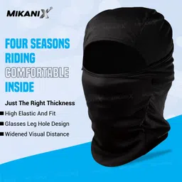 mikanix Black Bike Face Mask for Men & Women image 2