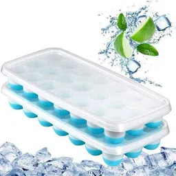 flynhigh 2pcs 21 Cavity Pop Up Ice Cube Trays for Freezer with Lid 100% BPA Free bg126 Blue, Green Silicone Ice Ball Tray-picture-16