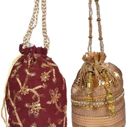 Women Maroon, Gold Potli-image-46