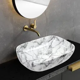 mozato (18*13*5) inch very stylish ceramic glossy finish top counter wash basin / (45*32.5*13.5) cm very attractive marble design ceramic table top wash basin / Table Top Basin-picture-22