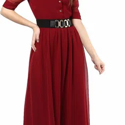Women Maxi Maroon Full Length Dress-image-29